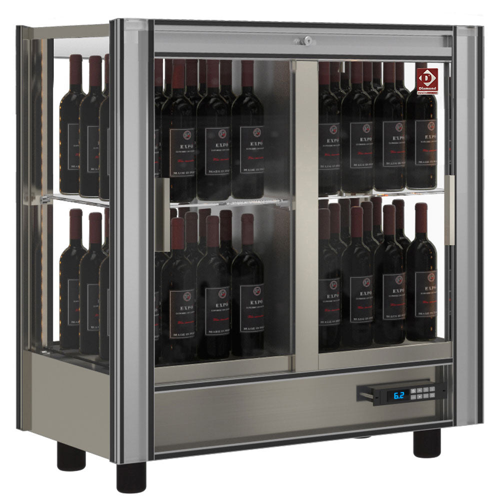 Gekoelde wijnvitrine 216 liter, modulair, Through-uitvoering, 64 flessen, Diamond PVV-3/TR-R6
