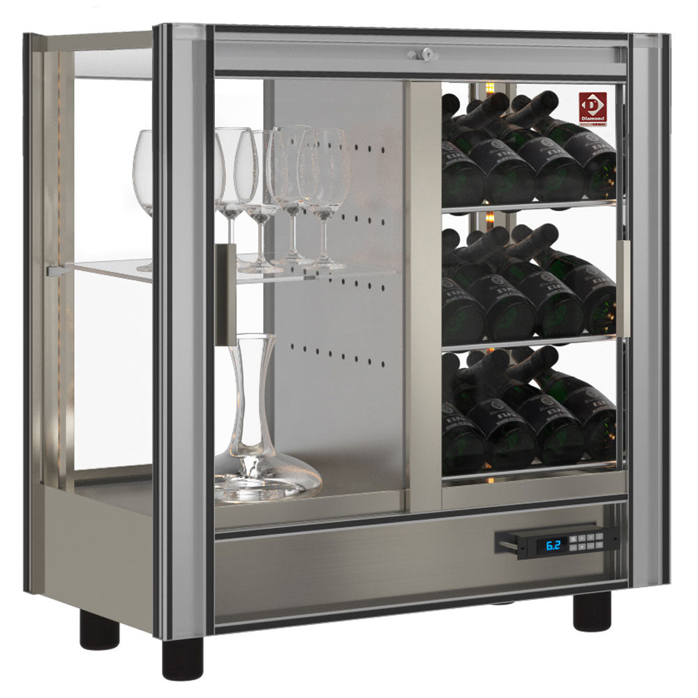 Gekoelde wijnvitrine 216 liter, modulair, Through-uitvoering, 42/64 flessen, Diamond PVV-4/TR-R6