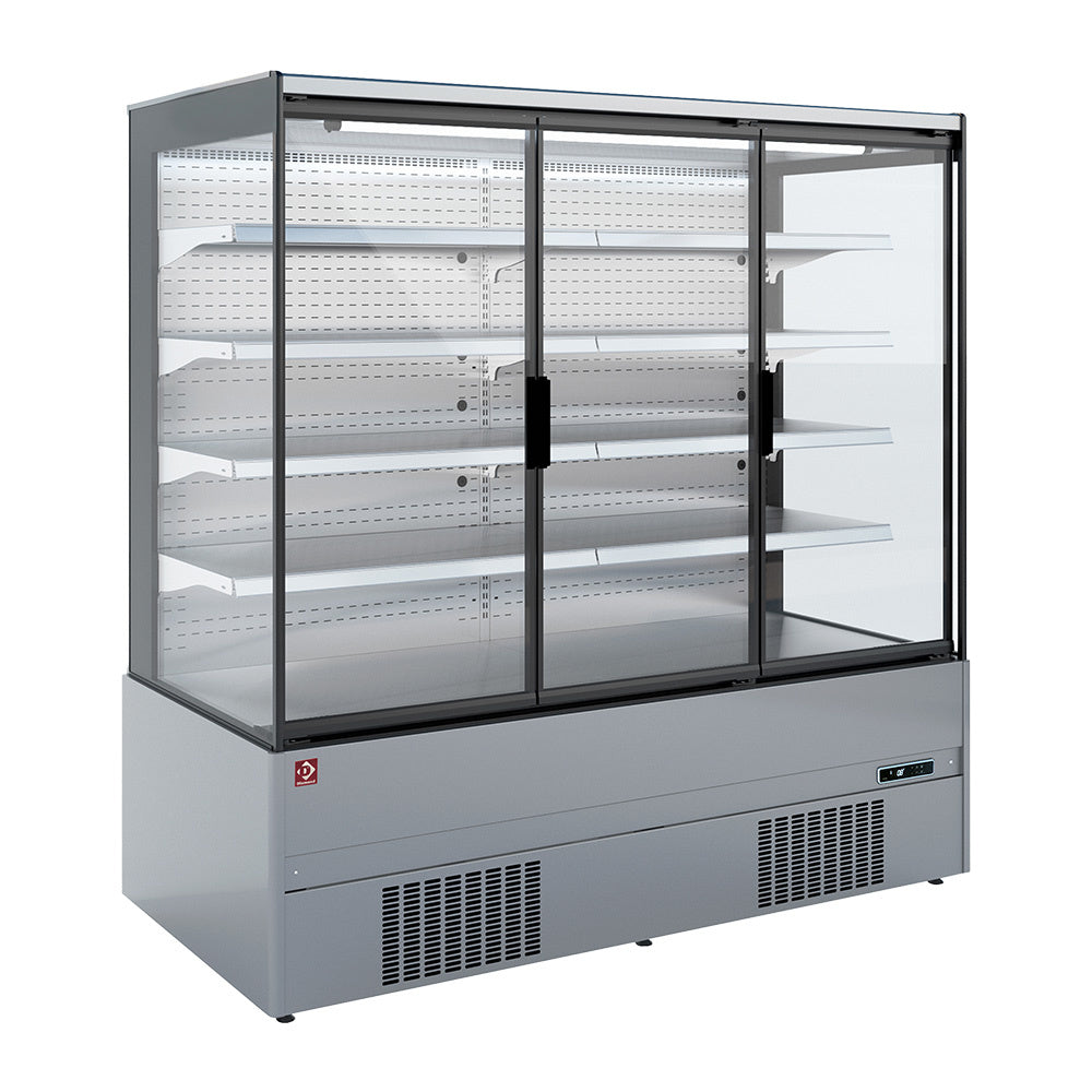 Wandkoelmeubel voor zelfbediening met draaideuren, 86,6 cm breed, volledig roestvrij staal, Diamond QML09-HX