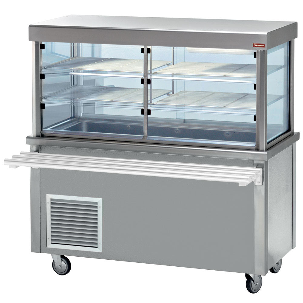 Vitrine-element met gekoeld blad op open kast, 4 x GN 1/1, 150 cm, Diamond RPTV15-R2