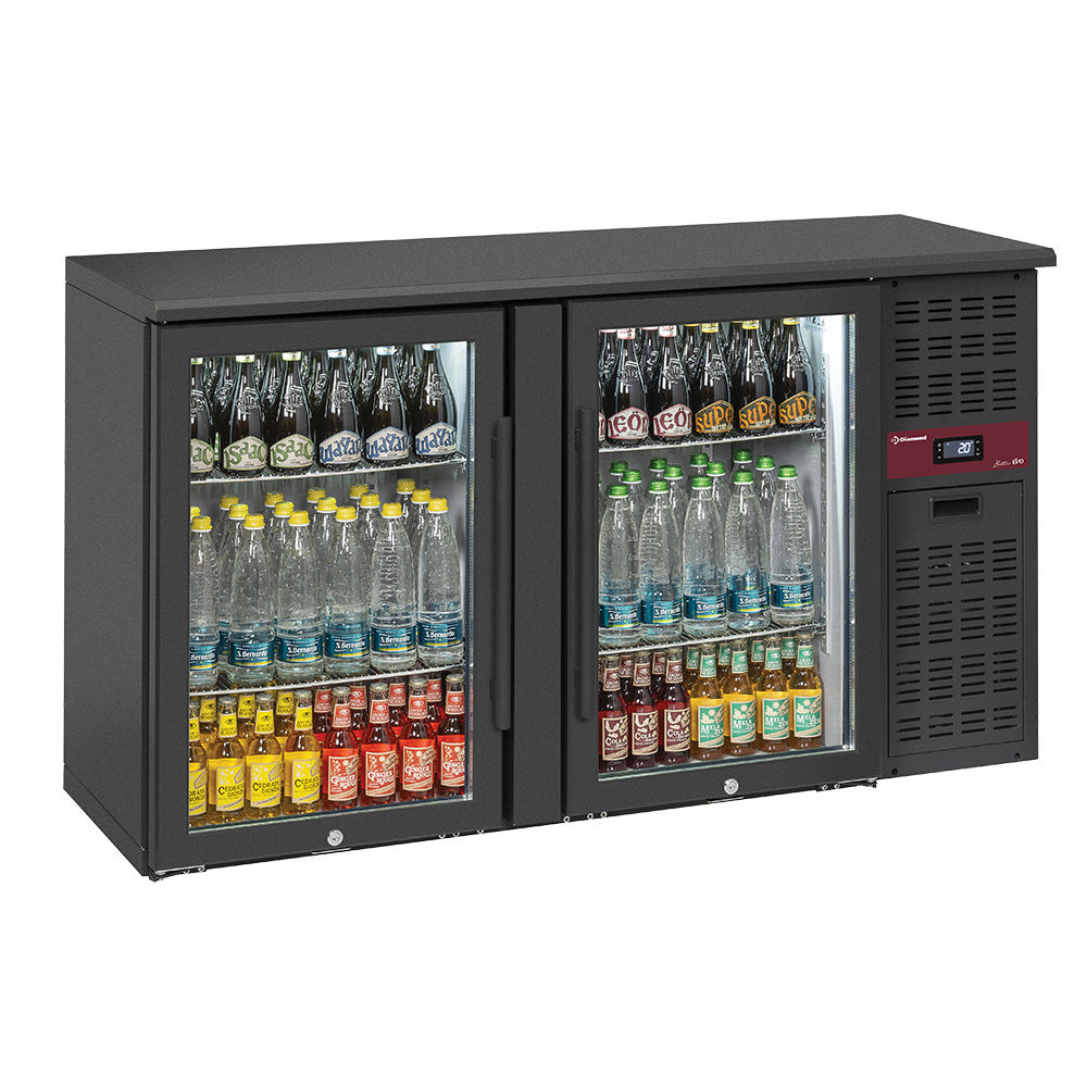 Flessenkoelkast 2 glasdeuren, 320 liter, energieklasse B, Diamond RLB2-2G