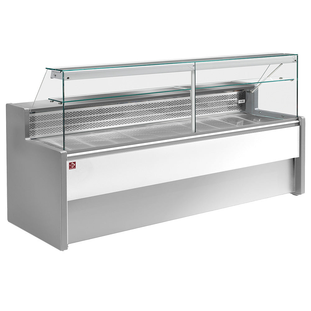 Koelvitrine met rechte ruit 90° en reserve, statisch, 200 cm, grijs/wit, Diamond RO20/E8-R2