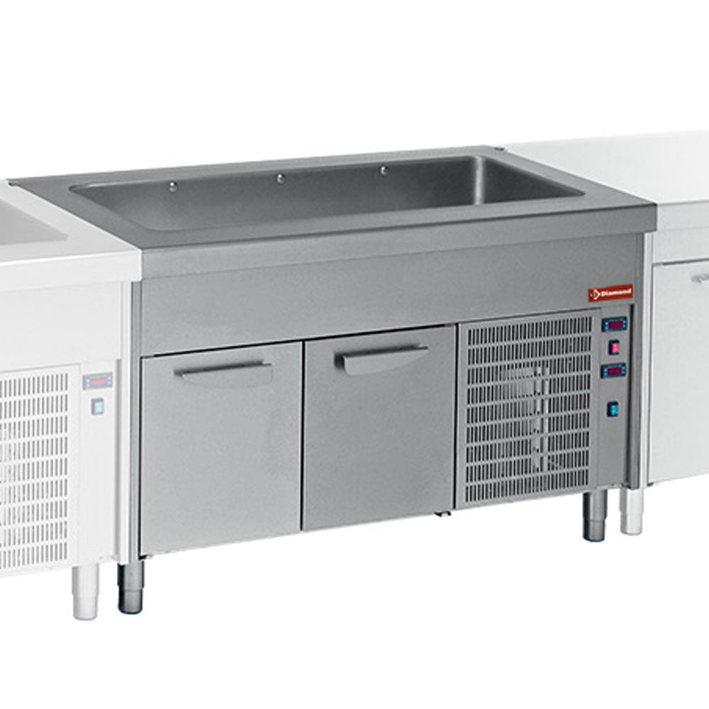 Gekoelde bak op gekoelde kast 4x GN 1/1, modulair self-service, 150 x 80 x 90 cm, Diamond S80/RCR15-R2