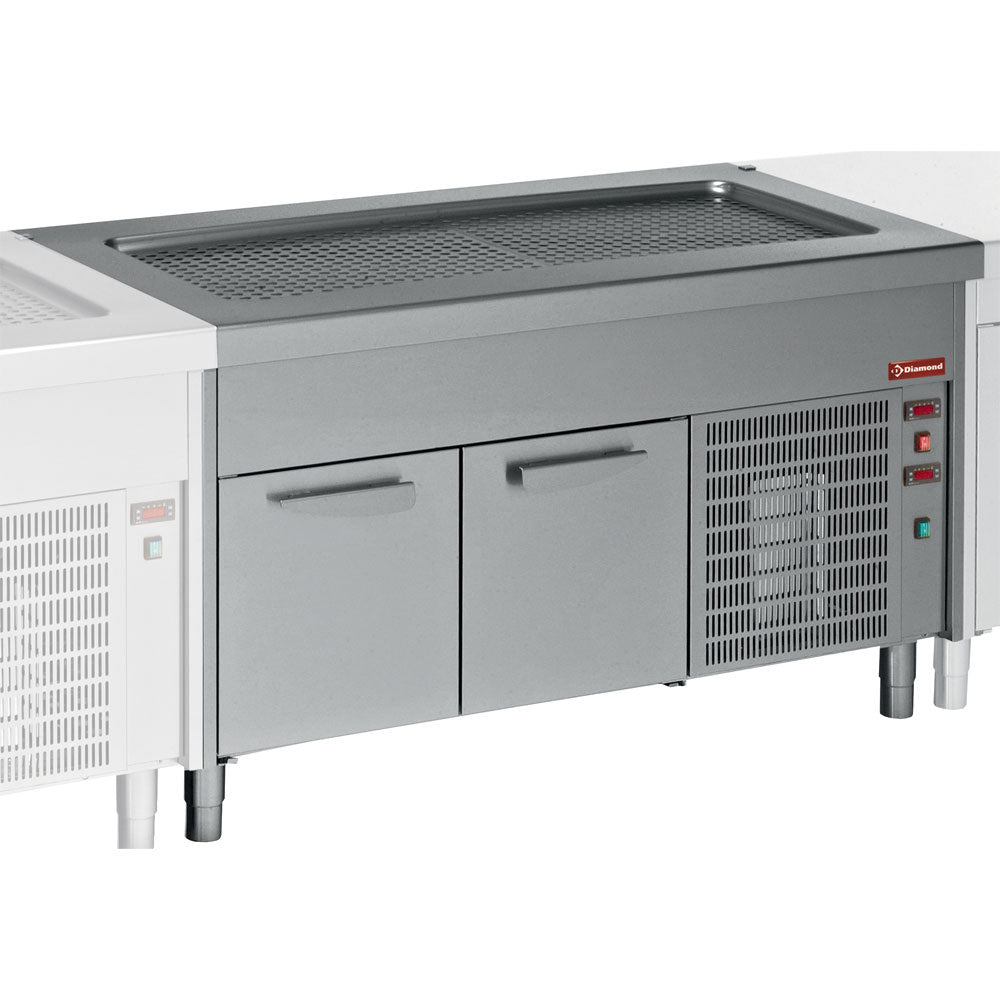 Gekoeld werkblad op gekoelde kast 6x GN 1/1, modulair self-service, 225 x 80 x 90 cm, Diamond S80/RPR23-R2