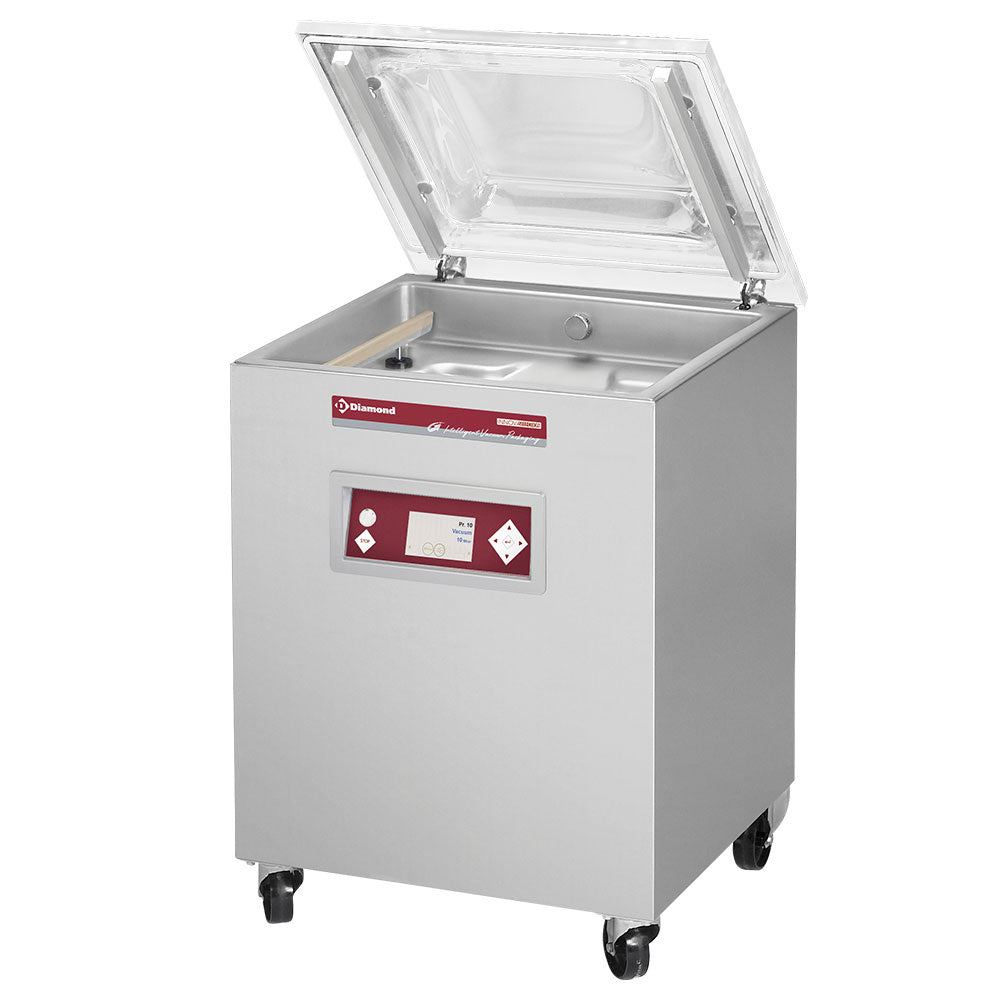 Vacuümmachine met kamer 60x47,5x20 cm, op onderstel, 63 m³/h, LCD-display, transparant deksel, Diamond SC-120/IVP