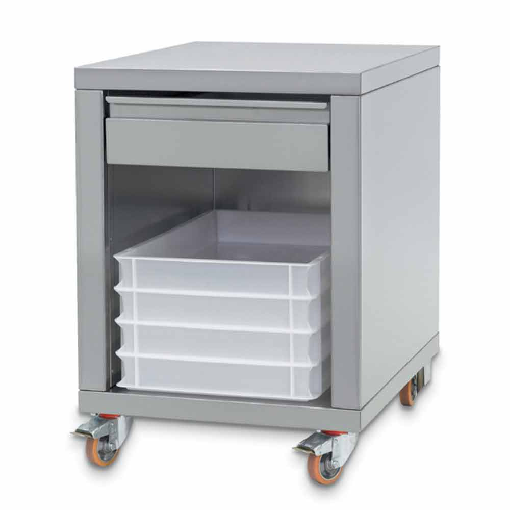 RVS onderstel met lade op wielen voor vormmachines, Diamond SDP/PF