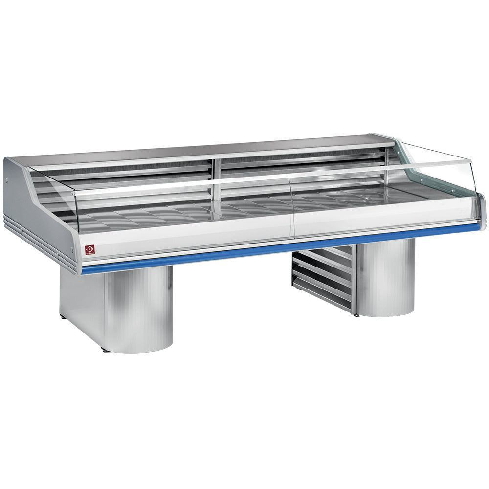 Gekoelde vitrinebalie voor vis en vers vlees met zelfbedieningsruit, op onderstellen, 300 cm, Diamond SG30BS/B1-R2