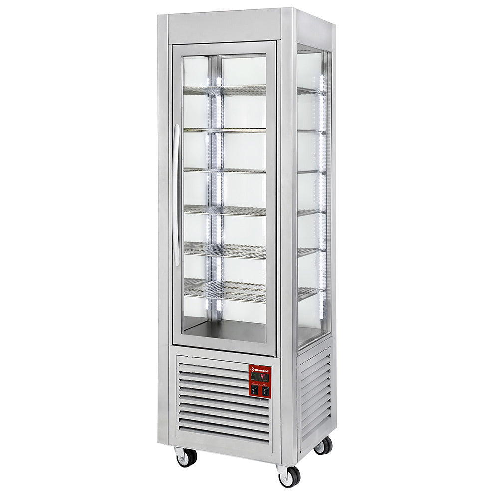 Panoramavitrine 360 liter, 5 roosterniveaus, statisch gekoeld, rvs-uitvoering, Diamond SNE/SB-A5-R2