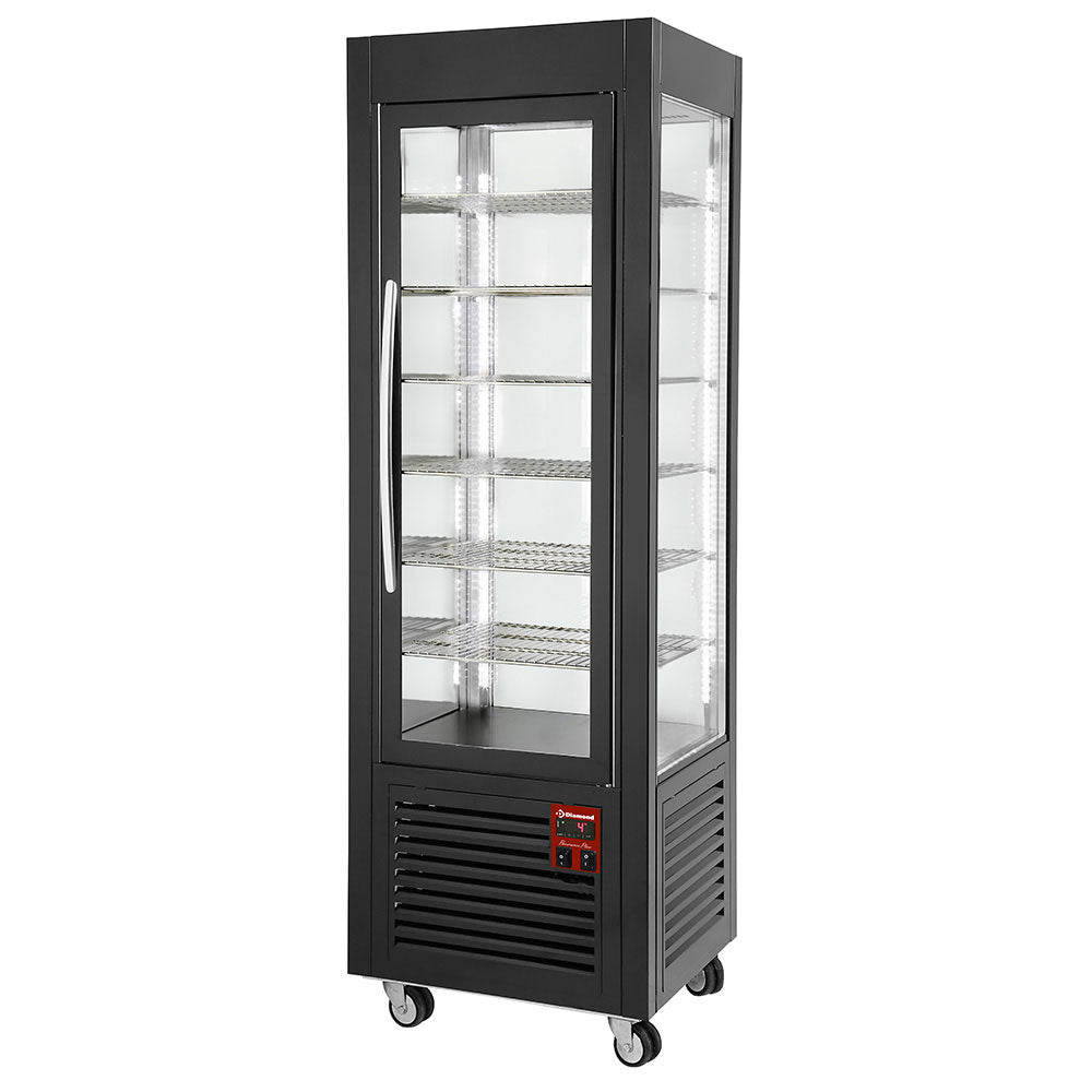 Panoramavitrine 360 liter, 5 roosterniveaus, statisch gekoeld, zwart, Diamond SNE/SB-B7-R2
