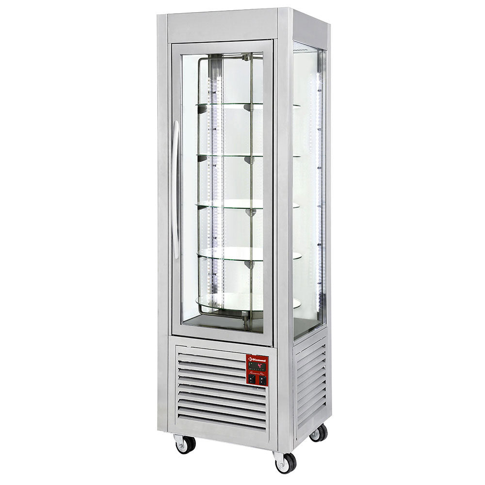 Panoramavitrine 360 liter, 5 draaiplateaus, geventileerd, rvs-uitvoering, Diamond SNE/RN-A5-R2
