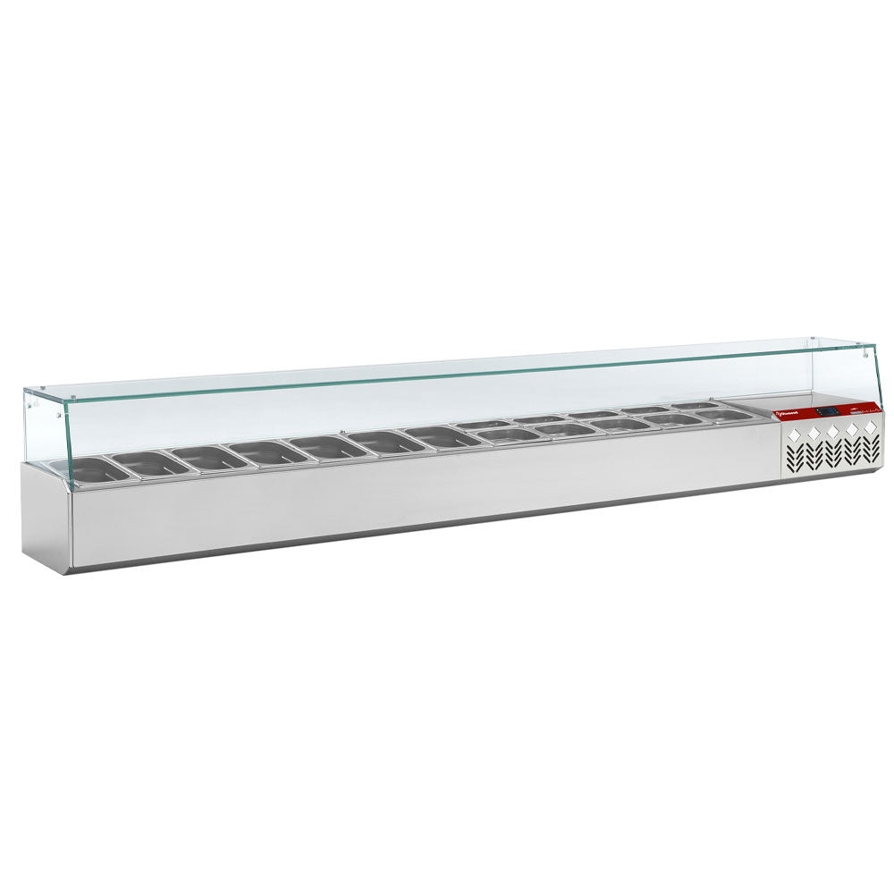 Koelopbouw voor GN 12x1/4, 1x1/9, met glas, Diamond SX249G/PP9