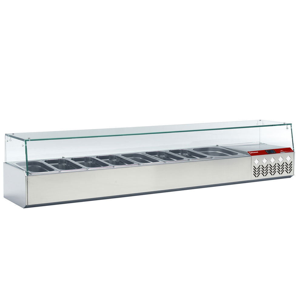 Koelopbouw voor GN 8x1/3, 1x1/9, met glas, Diamond SY198G/PP9