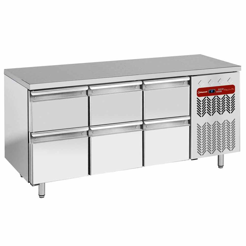 Koelwerkbank, geventileerd, GN 1/1, met 3 ladeblokken (6 laden), set, Diamond TG3N/H-R2_3XK1/2-H