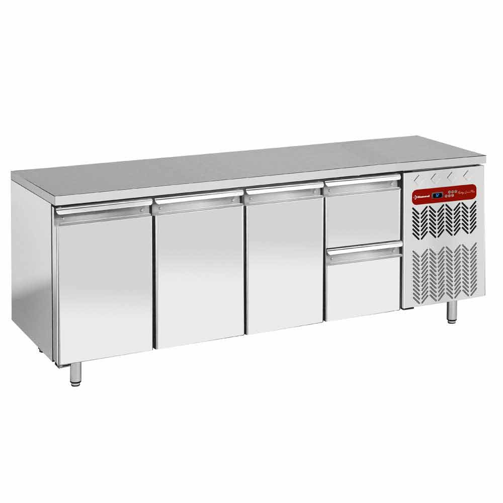 Koelwerkbank, geventileerd, GN 1/1, met 1 ladeblok (2 laden), set, Diamond TG4N/H-R2_1XK1/2-H