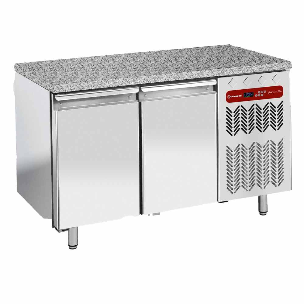 Vrieswerkbank, geventileerd, 2 deuren EN 600x400, granieten werkblad, Diamond TP2B/HG-R2