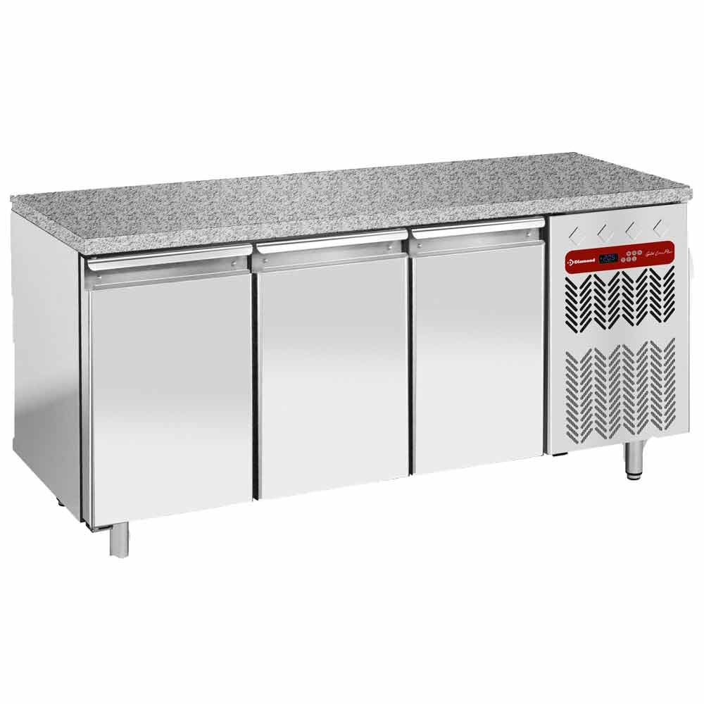Vrieswerkbank, geventileerd, 3 deuren EN 600x400, granieten werkblad, Diamond TP3B/HG-R2