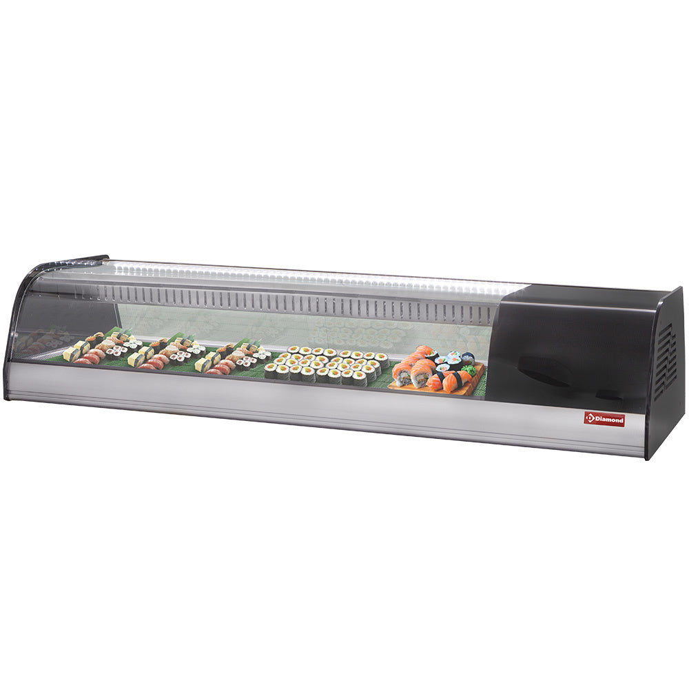 Gekoelde sushivitrine met dubbele geperforeerde bodem, 138 cm breed, Diamond TR6-SH/R6