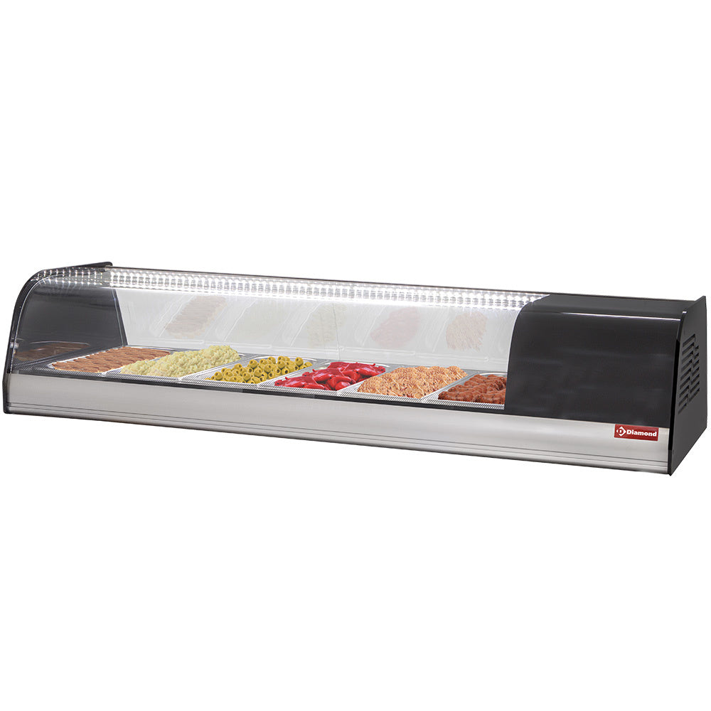 Gekoelde tapasvitrine voor 6x GN 1/3, hoogte 40 mm, bakken inbegrepen, Diamond TR6-TP/R6