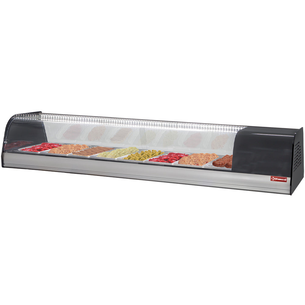 Gekoelde tapasvitrine voor 8x GN 1/3, hoogte 40 mm, bakken inbegrepen, Diamond TR8-TP/R6
