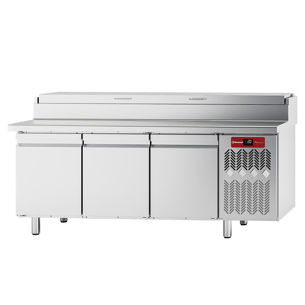 Koelwerkbank, geventileerd, 3 deuren EN 600x400, met koelopbouw voor GN 1/3, Diamond TS31-US/H