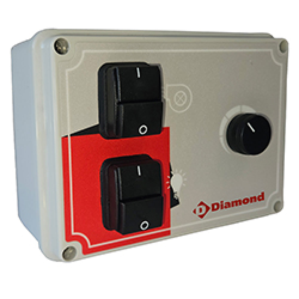 Elektronische toerentalregelaar met schakelaar voor LED-verlichting voor ventilatoren CA10/8/30, CA12/12/45 en CVX/8M, Diamond VK8/B
