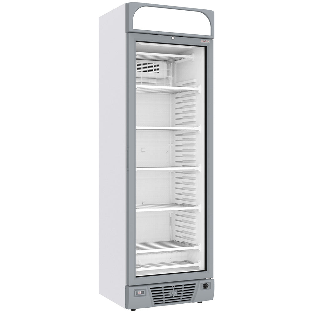 Negatieve geventileerde vitrine 374 liter - 5 vaste niveaus met lichtbak - WIT