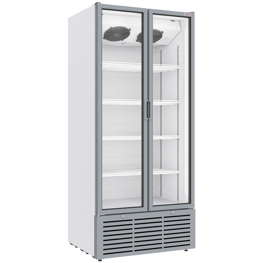 Vitrinekast positieve geventileerd, 804 liter, 2 draaideuren, WIT