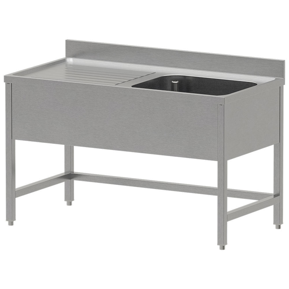 ECO-spoeltafel 140 x 70 cm met 1 spoelbak, afdruipgedeelte links en zonder onderplank, Diamond WR-C1E1-DS4