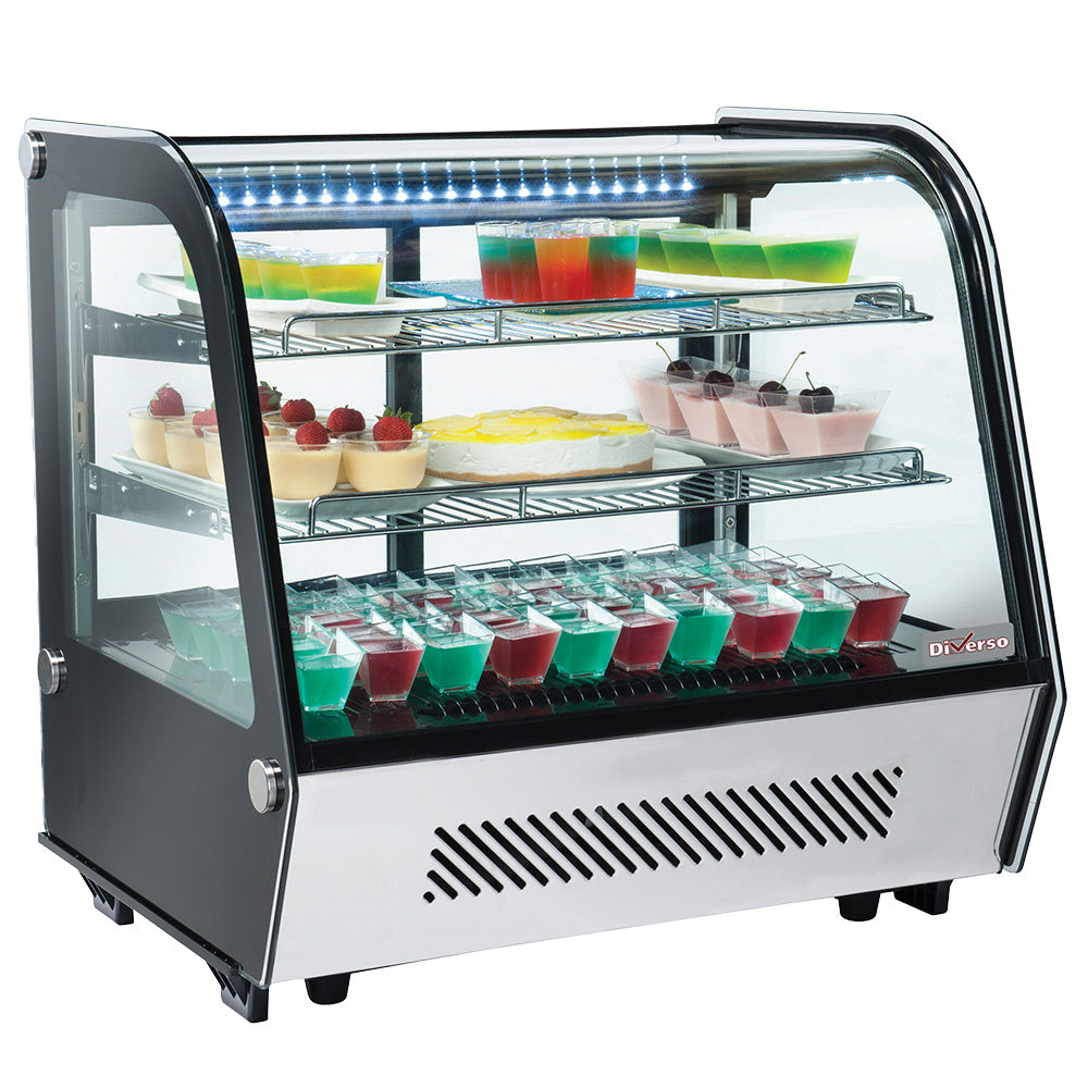 Tafelmodel koelvitrine, 3 niveaus, gebogen glas