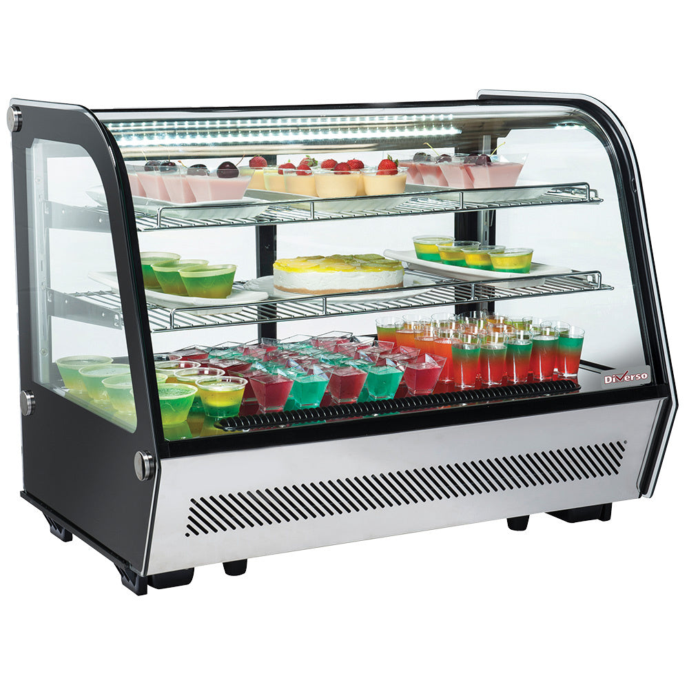 Tafelmodel koelvitrine, 3 niveaus, gebogen glas