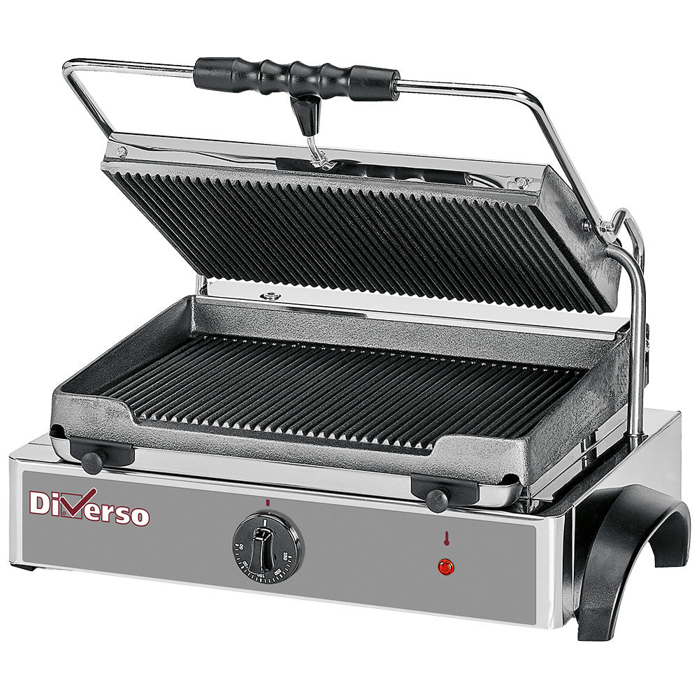 Elektrische panini grill MEDIUM, geribde platen