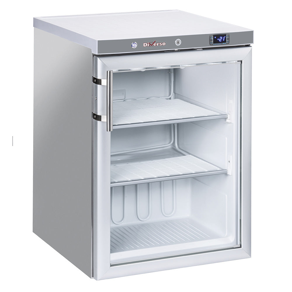 Statische vriezer, glazen deur, 200 liter - R.V.S.