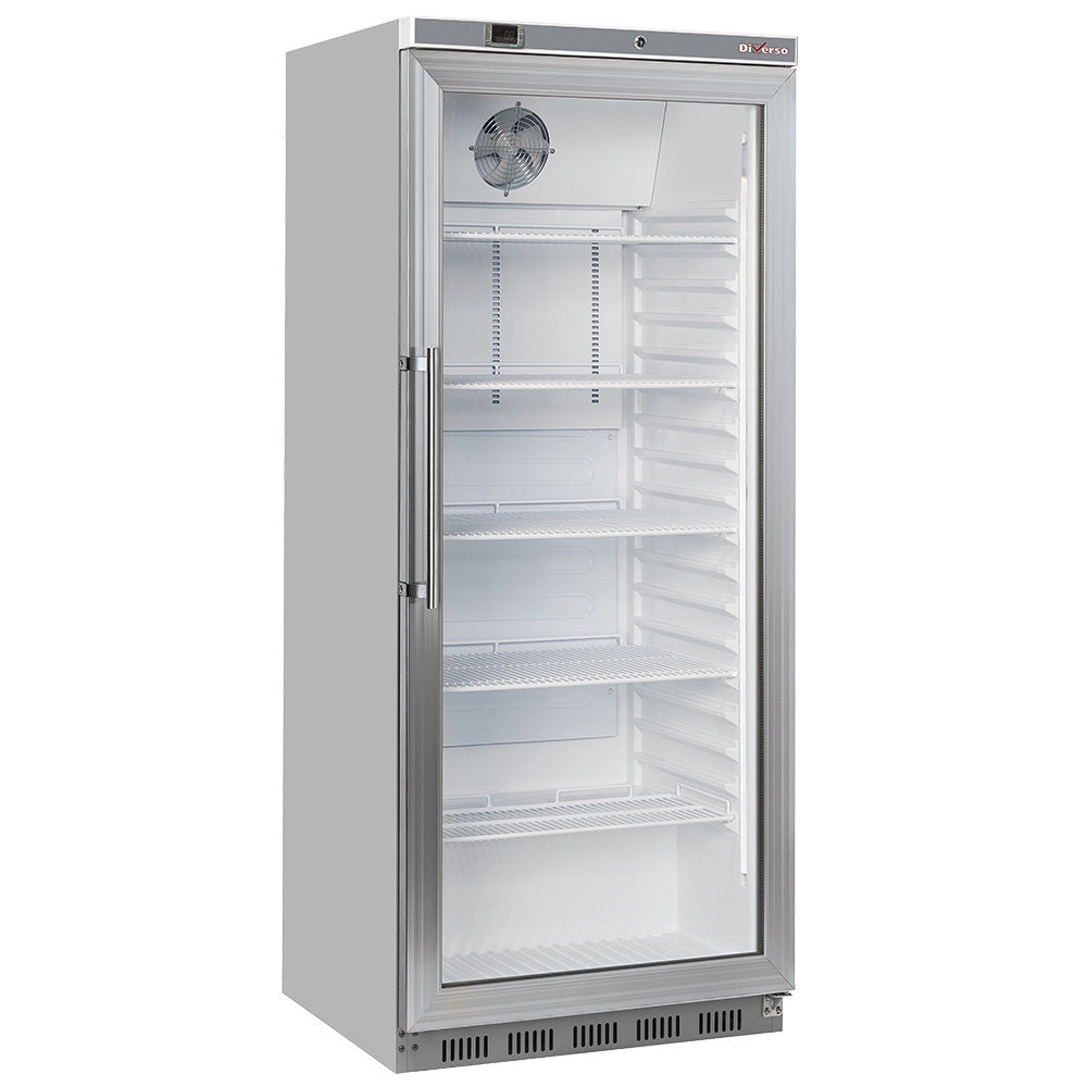 Koelkast GN 2/1, glazen deur, geventileerd, 600 liter. R.V.S.