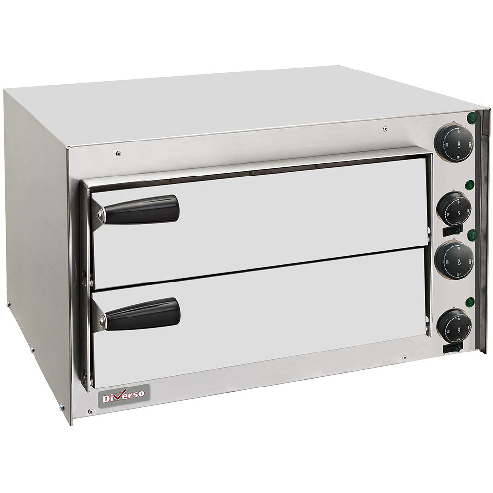 Elektrische pizzaoven met twee bakkamers, 2 pizza's Ø 35 cm, Diamond WR-PZ35-PX