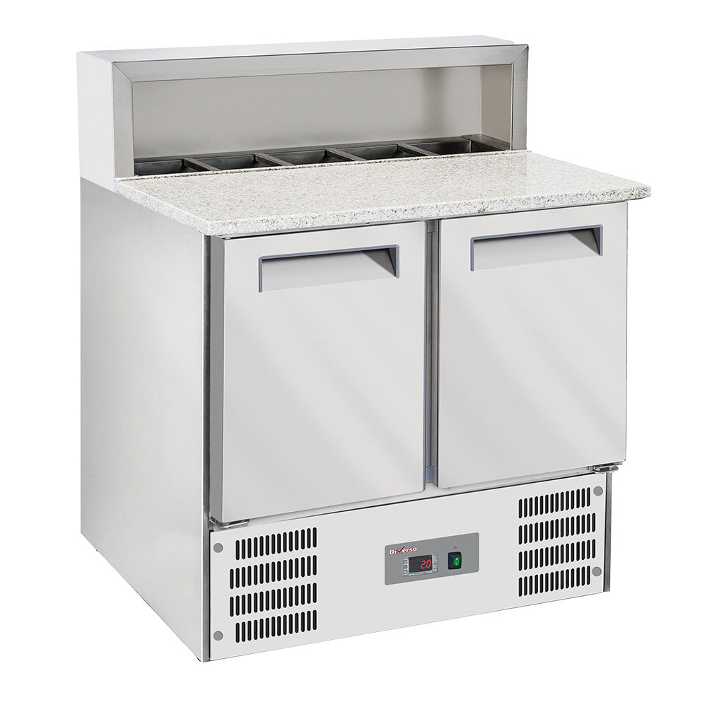 2-deurs gekoelde pizzas tafel GN1/1, gekoelde structuur 5x GN1/6-150 mm