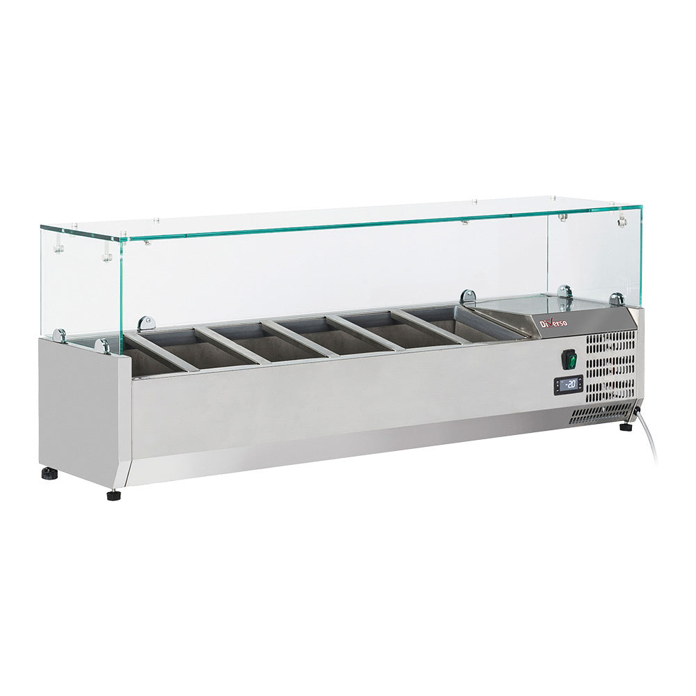 Gekoelde opzetstructuur 6x GN1/4 - 150 mm, met glasopbouw
