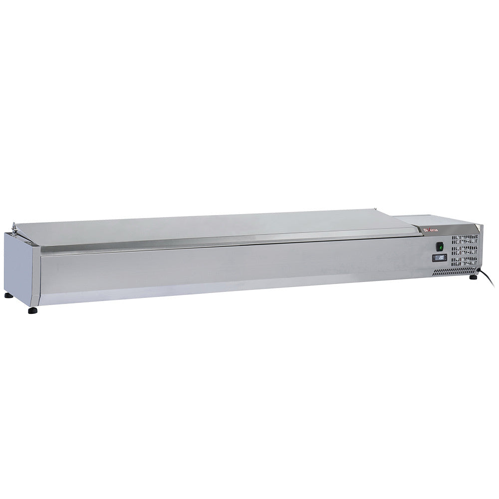 Gekoelde opzetvitrine 10x GN1/4 - 150 mm, met R.V.S. deksel