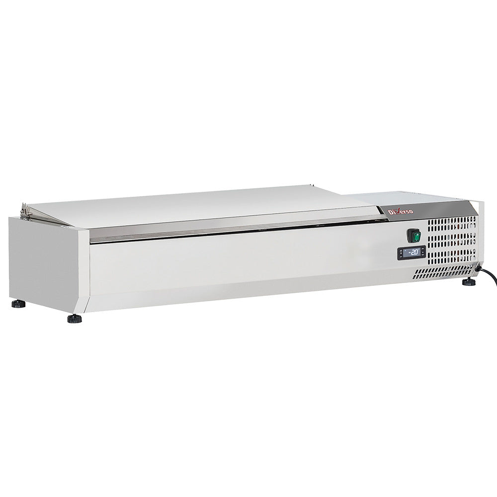 Gekoelde opzetvitrine 5 x GN 1/3 & 1x GN 1/2 -150 mm, met R.V.S. deksel