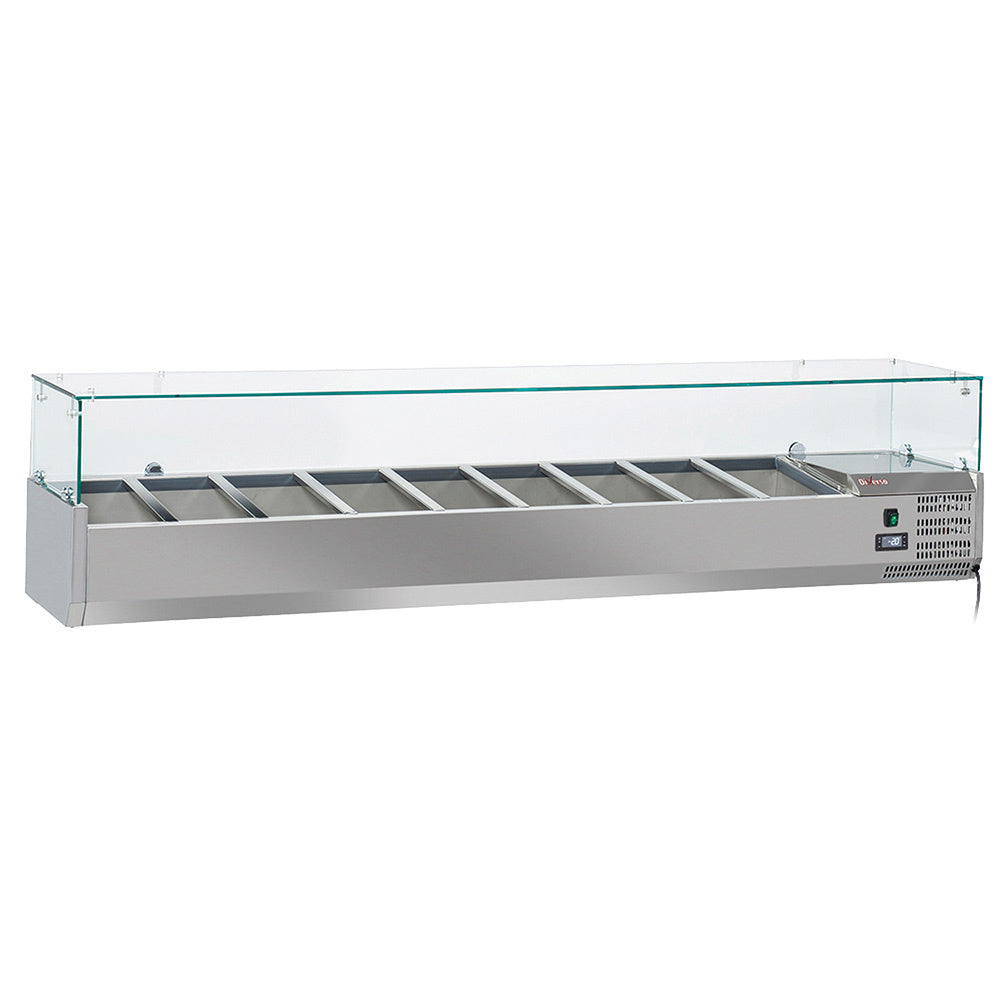 Gekoelde opzetstructuur 9x GN1/3 - 150 mm, met glasopbouw