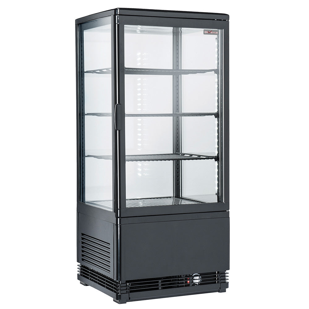 Vitrine tafelmodel geventileerd, 4 glazen zijden, 4 niveau, 80 litres - "Zwart"