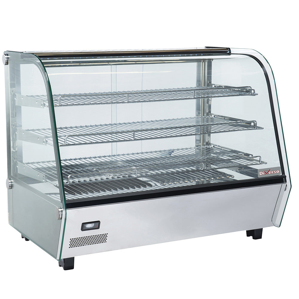 Verwarmde tafelvitrine, 3 niveaus, gebogen glas