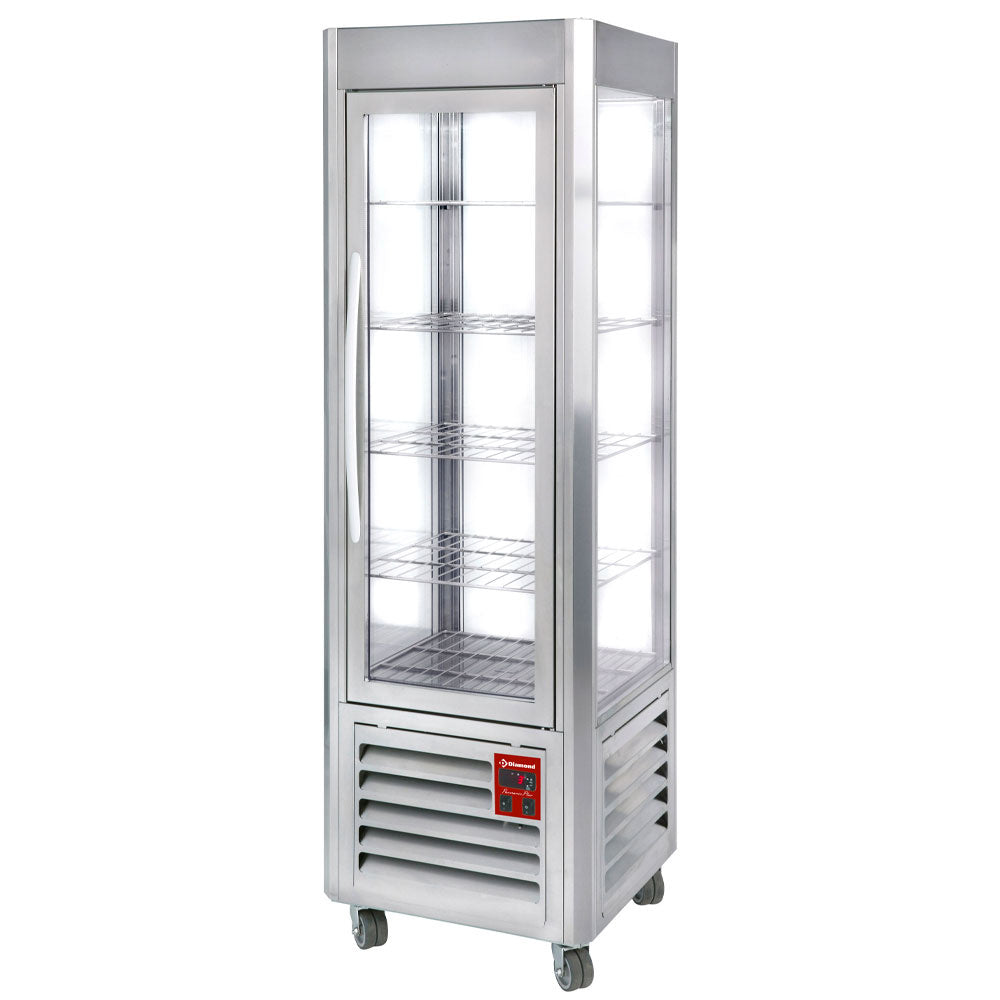 Panoramavitrine 360 liter, 5 planken, geventileerd, rvs-uitvoering, Diamond SNE/GN-A5-R2