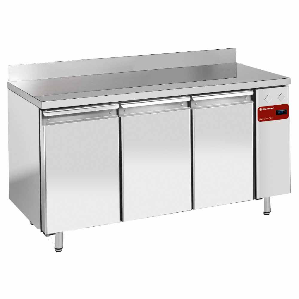 Koelwerkbank, geventileerd, 3 deuren GN 1/1, wandmodel, zonder koelaggregaat, 405 liter, Diamond TS3N/HA