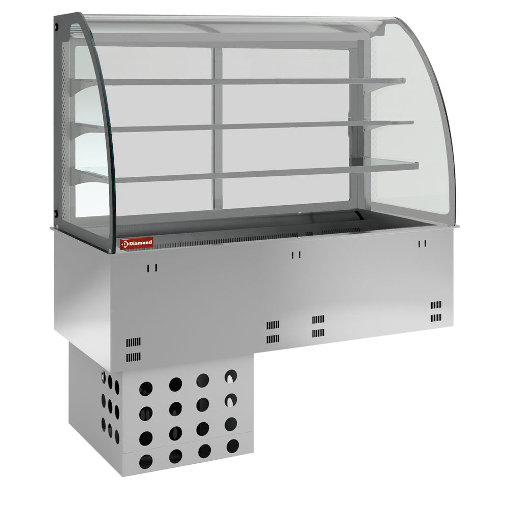 Gekoeld element met bak en gesloten vitrine, ventilatorkoeling 4x GN 1/1, drop-in Armonia, 145,5 x 70 x 158 cm, Diamond DPA/RVF315-R2
