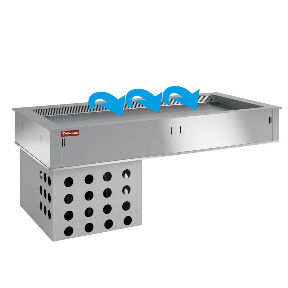 Gekoeld inbouwblad ventilatorkoeling 3x GN 1/1, drop-in Armonia, 112,5 x 70 x 57 cm, Diamond DPA/TRV12-R2