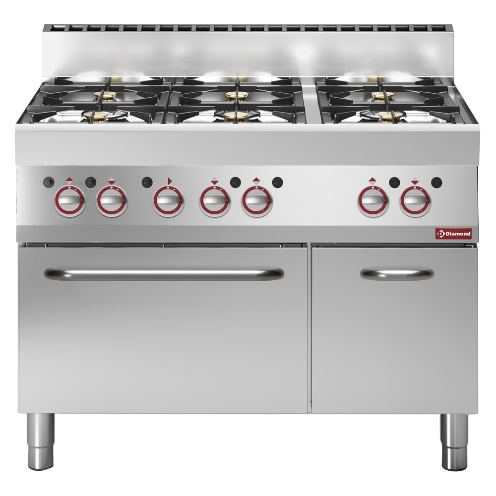 Gasfornuis met 6 branders, gasoven en neutrale kast, 110 cm breed, Diamond G65/6BFA11-N