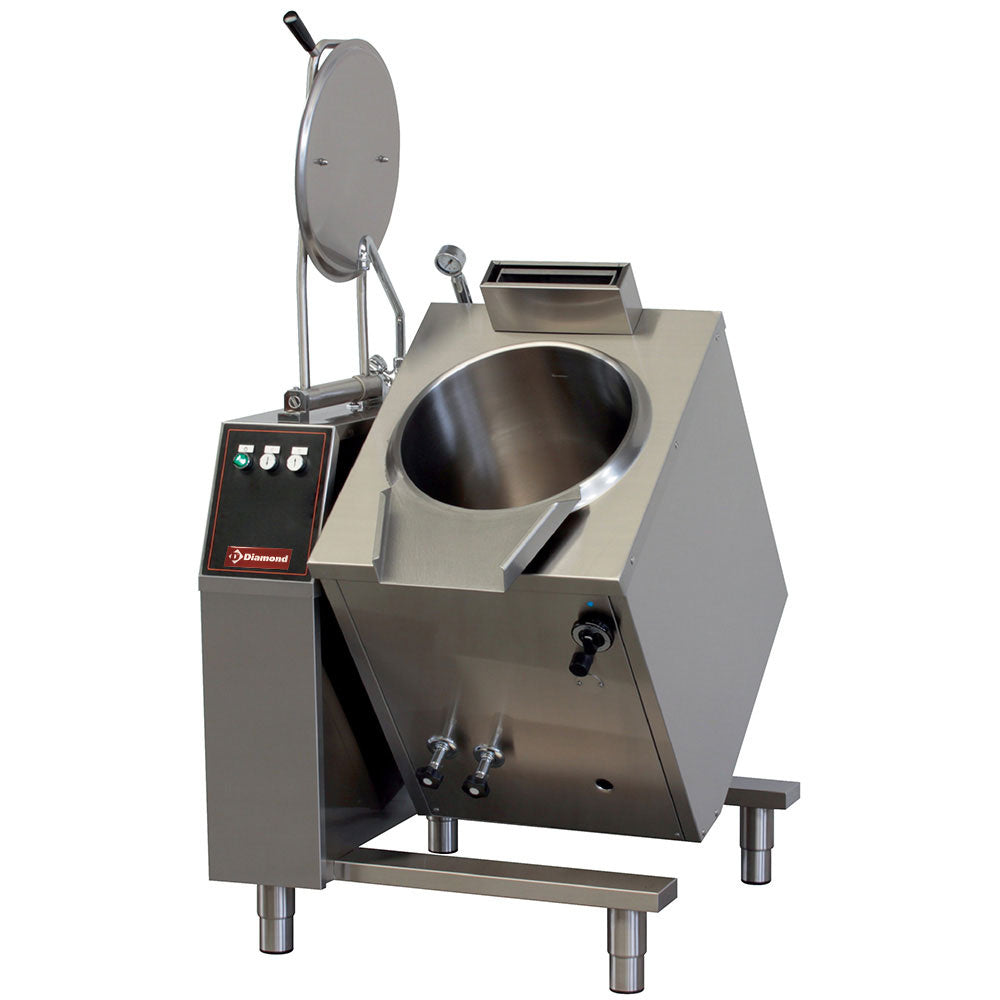 Gasgestookte kantelbare kookketel 50 liter, indirecte verwarming, Diamond GMB/50I