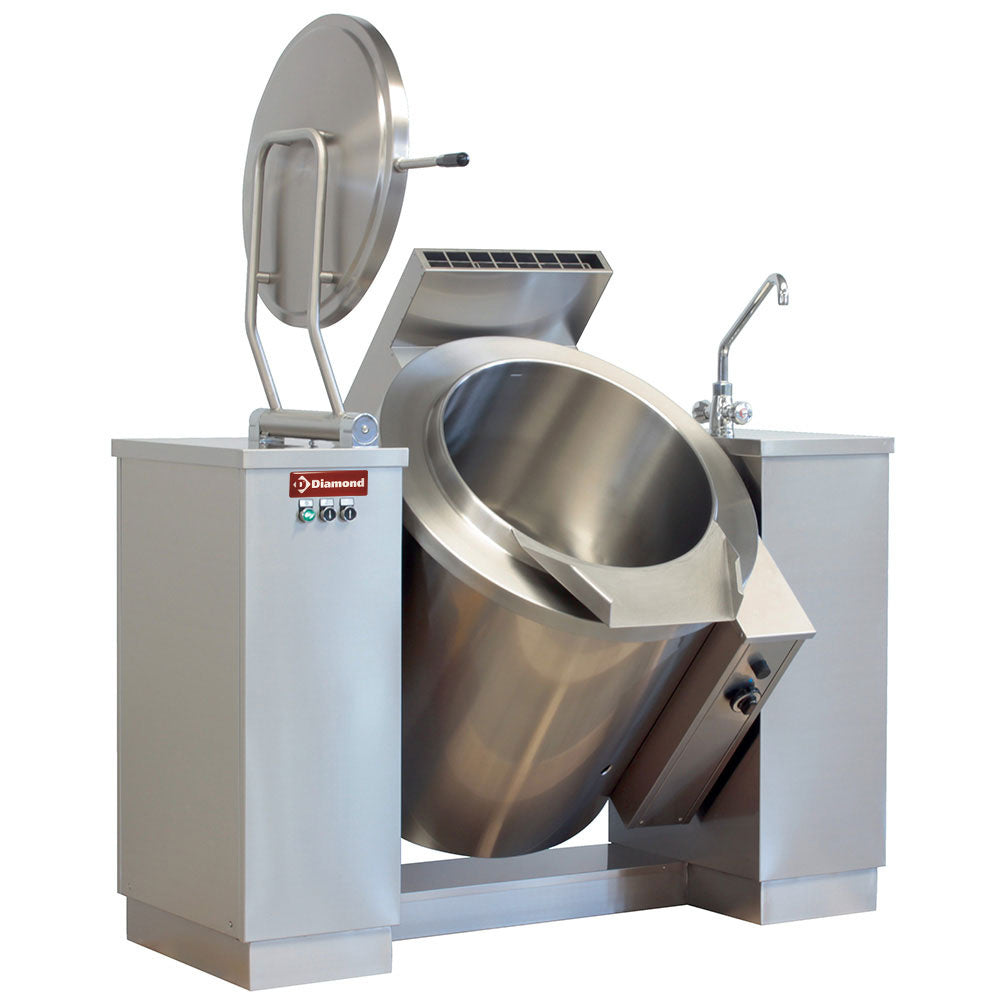 Gasgestookte kantelbare kookketel 300 liter, indirecte verwarming, Diamond GMB/300I