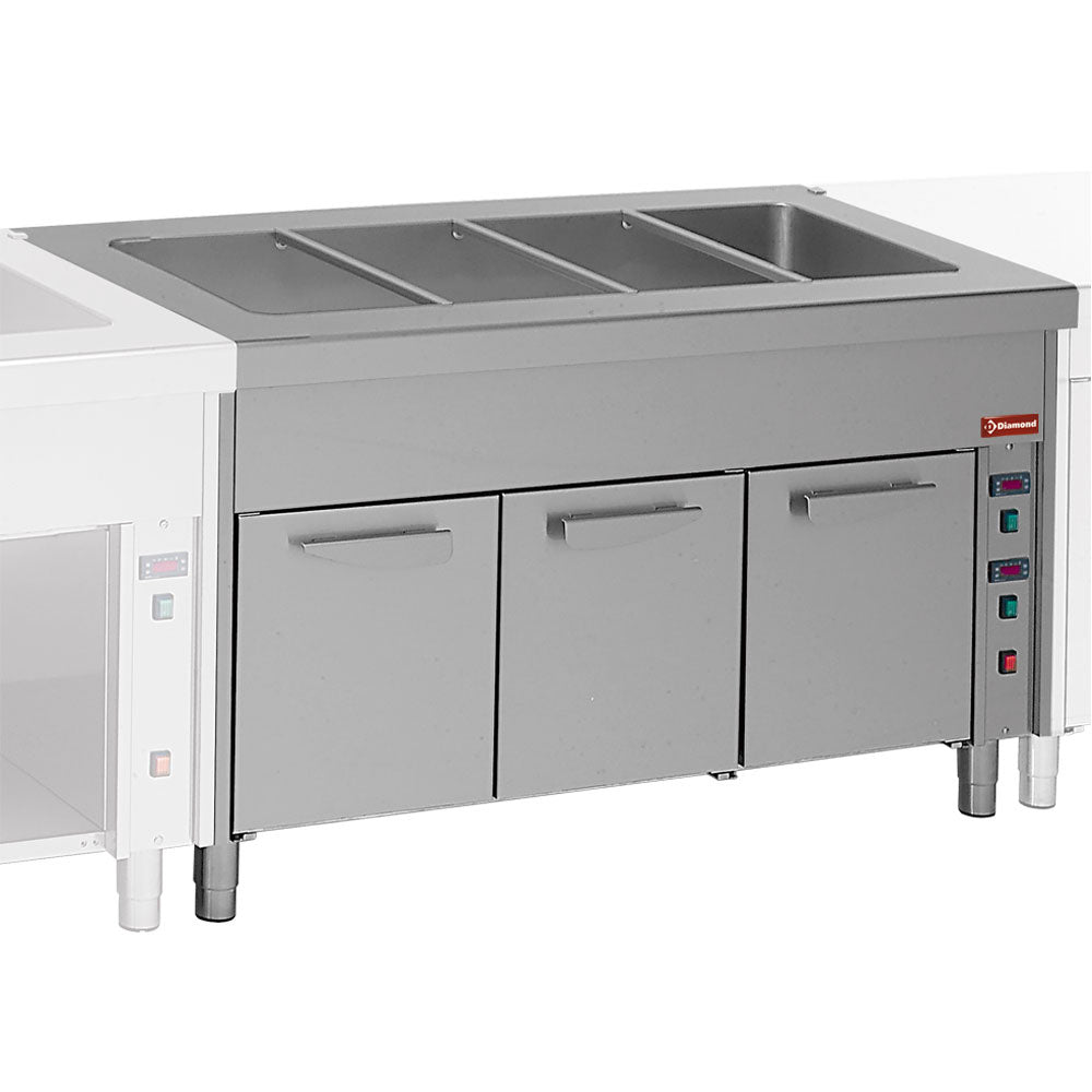 Bain-marie op verwarmde kast 2x GN 1/1, modulair self-service, 75 x 80 x 90 cm, Diamond S80/BC08