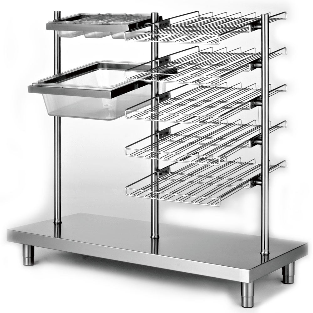Unit voor glazen, dienbladen, bestek en broodjes, modulair self-service, 150 x 70 x 148 cm, Diamond S80/PBPC